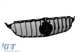 Rejilla estilo GT cromada/negra adecuada para Mercedes Clase C W205 sedán, S205 familiar, C205 coupé 2014-2018 con apertura para cámara-image-6132424