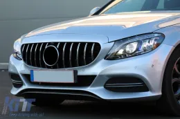 Rejilla estilo GT cromada/negra adecuada para Mercedes Clase C W205 sedán, S205 familiar, C205 coupé 2014-2018 con apertura para cámara-image-6132429