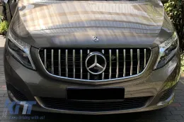 Rejilla estilo GT cromada/negra adecuada para Mercedes V-Class W447 2020-2023 para el modelo con parachoques delantero estándar-image-6146158