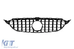 Rejilla estilo GT-R cromada/negra adecuada para Mercedes Clase C W205 sedán, S205 familiar, C205 coupé 2014-2018 con abertura para cámara-image-6145908