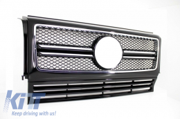 Rejilla frontal Para Mercedes G W463 1990-2012 G65 Look Negro brillante Cromo Marco-image-6018422