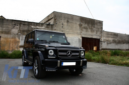 Rejilla frontal Para Mercedes G W463 1990-2012 G65 Look Negro brillante Cromo Marco-image-6018423