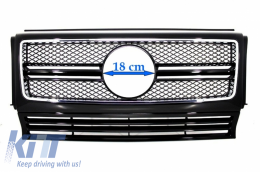 Rejilla frontal Para Mercedes G W463 1990-2012 G65 Look Negro brillante Cromo Marco-image-6046081