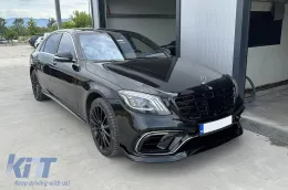 Rejilla negra lacada tipo A Diseño adecuada para Mercedes Clase S W222 2013-2020 para el modelo con Distronic y Visión Nocturna.-image-6145736