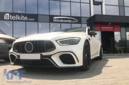 Rejilla negra lacada tipo Brabus con líneas rojas adecuada para Mercedes A Design GT Coupé de 4 puertas X290 después de 2019-image-6138019