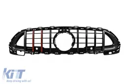 image-67-Rejilla negra lacada tipo Brabus con líneas rojas adecuada para Mercedes Clase C W206, S206 después de 2022, adecuada para parachoques del paquete deportivo A Design