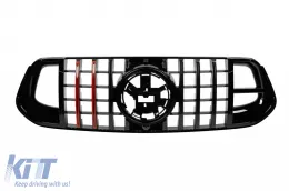 image-33-Rejilla tipo BS adecuada para Mercedes GLE SUV W167, GLE Coupe C167 2019-2023 con apertura para cámara, para el modelo equipado con parachoques delantero A Design Line, lacado en negro.