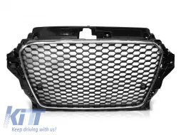 image-50-Rejilla tipo RS cromada/negra adecuada para Audi A3 2012-2016