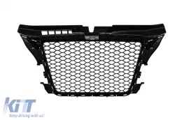 Rejilla tipo RS lacada en negro adecuada para Audi A3 hatchback, Sportback, convertible 2009-2012 sin agujeros para sensores de aparcamiento-image-6132324
