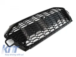 Rejilla tipo RS lacada en negro adecuada para Audi A4 B9 sedán, familiar después de 2020 con apertura para cámara y PDC para parachoques estándar-image-6145551