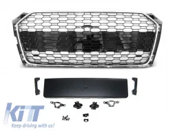 image-58-Rejilla tipo RS5 en cromo/laca negra adecuada para Audi A5 F5 2016-2019 con abertura para cámara y aberturas para sensores de estacionamiento