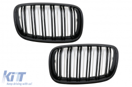 image-22-Rejillas delanteras para BMW X5 X6 E70 E71 2007-2014 Doble Raya M Look Negro brillante