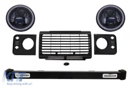 image-9-Rešetka i poklopci sklopa prednjeg Branik prikladni za Land ROVER Defender 90 110 (1990-2016) Crni SVX Dizjan sa 7-inčnim CREE LED Prednja svijetla Angel Eye Amber Halo DRL
