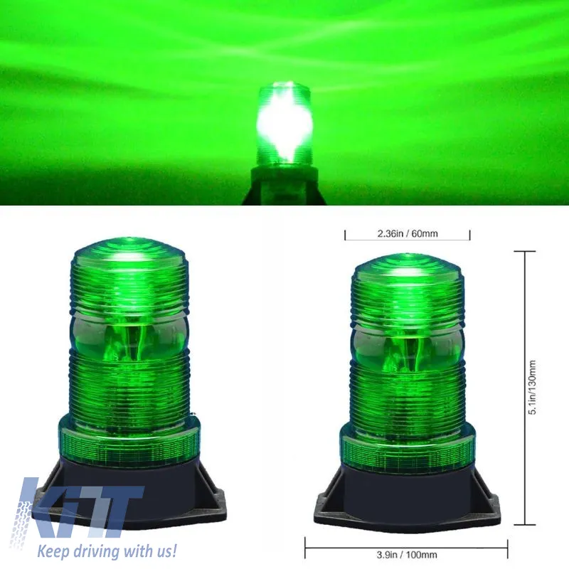 Revolving Warning Light Led 12V / 24V Green 15159