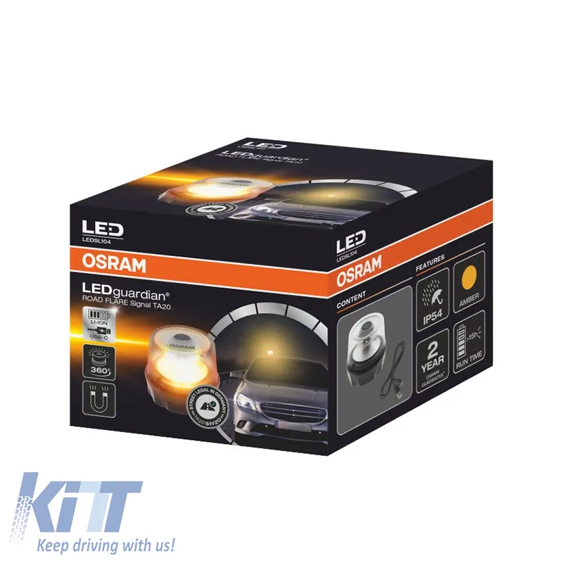 Revolving Warning Light Magnetic Osram LEDguardian Road Flare Signal 3.7Volt 2000K 90.6 x 72.6 mm Orange LEDSL104