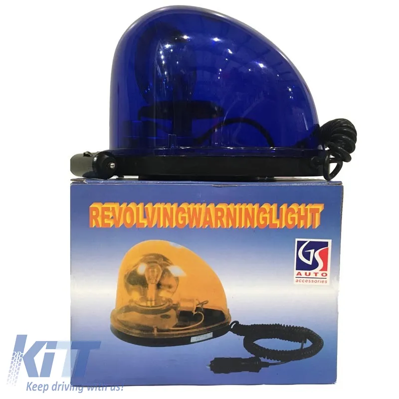 Revolving Warning Light Magnetic Oval 12V 12.5x13.5cm Blue