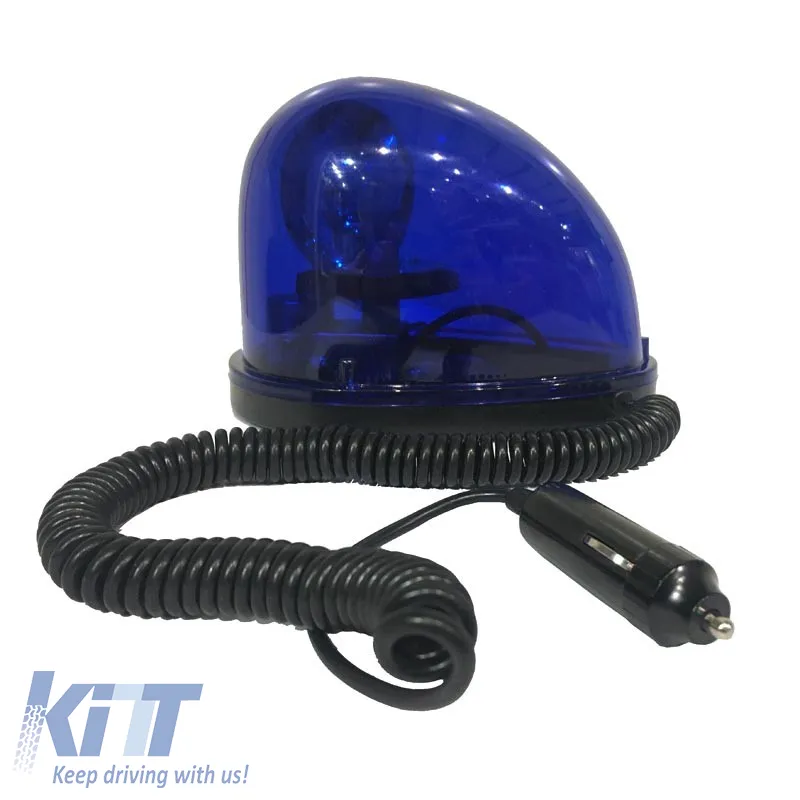 Revolving Warning Light Magnetic Oval 12V 12.5x13.5cm Blue