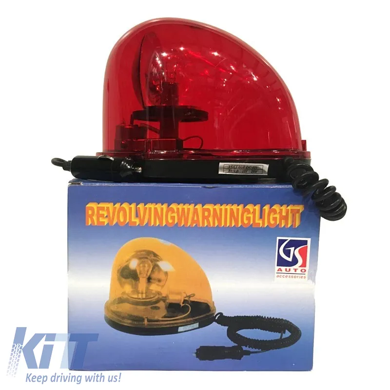 Revolving Warning Light Magnetic Oval 12V 12.5x13.5cm Red