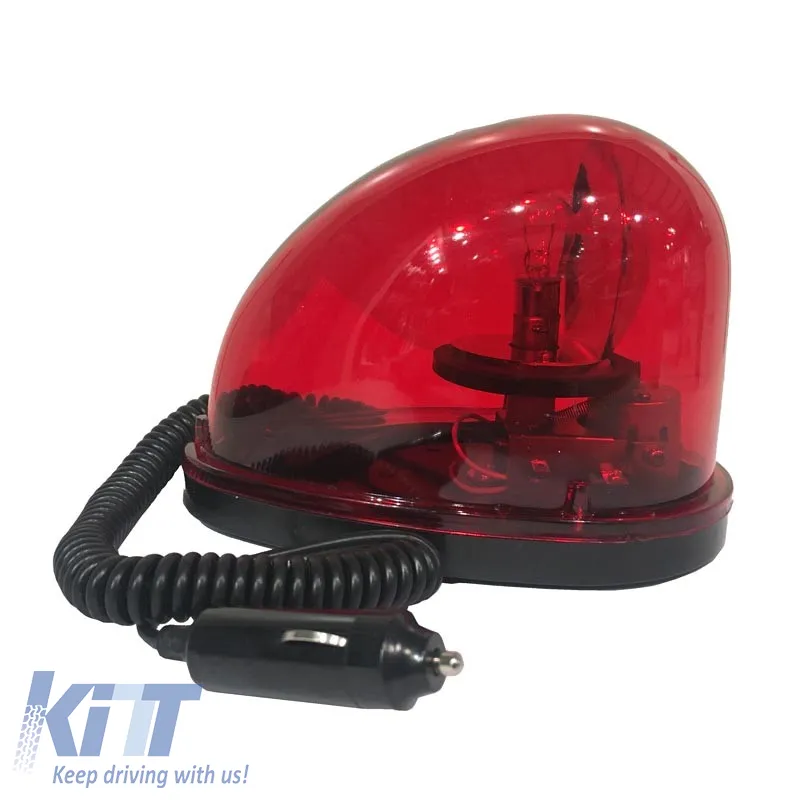 Revolving Warning Light Magnetic Oval 12V 12.5x13.5cm Red