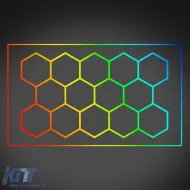 RGB LED-Hexagonbeleuchtung für Garage Werkstatt Showroom 14 Paneele 2.30 x 4.56m-image-6208056