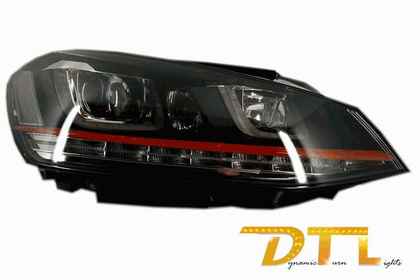 RHD Фарове 3D LED DRL , подходящи за VW Golf 7 VII (2012-2017) RED R20 TFSI Look LED течаща динамична последователност Въртящи се светлини-image-6053128