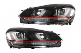 RHD Headlights suitable for VW Golf 6 VI (2008-2013) Golf 7 3D LED DRL U-Design LED Flowing Turning Light Red Stripe - HLVWG6URRHD