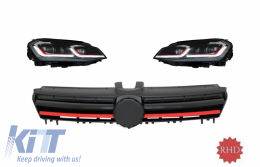 image-67-RHD Фарове LED последователни Динамичен мигачи с Решетка подходящи за VW Golf 7 VII (2013-2017) R Look Red