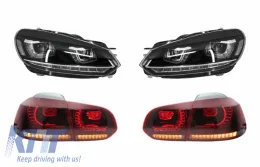 image-78-RHD Prednja svijetla kromirana sa stražnjim svjetlima Full LED prikladna za VW Golf 6 VI (2008-2013) LED svjetlo za skretanje R20 U-dizajn