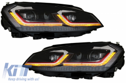 RHD Scheinwerfer LED Dynamisch Wende Gitter für VW Golf 7 VII 13-17 R Look Rot-image-6048462