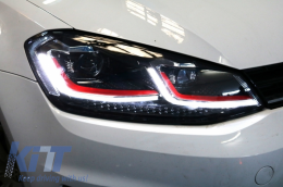 RHD Scheinwerfer LED Dynamisch Wende Gitter für VW Golf 7 VII 13-17 R Look Rot-image-6048470