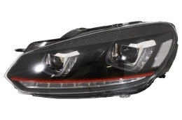 RHD Фарове, подходящи за VW Golf 6 VI (2008-2013) Golf 7 3D LED DRL U-Design LED Flowing Turning Light Червена лента-image-6020935