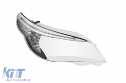 Right headlight glass with LED eyebrow and chrome trim suitable for BMW 5 Series E60 sedan LCI, E61 touring LCI 2007-2010 version 2 - ABHLB6020667