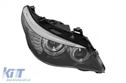 Right xenon headlight suitable for BMW 5 Series E60 sedan, E61 station wagon 2008-2010 with black base-image-6256812