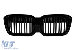 image-9-Riñones de doble listón en laca negra adecuados para BMW iX3 G08i después de 2020