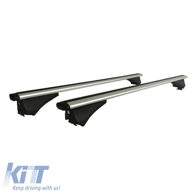 Roof Bars ''AERO'' Aerodynamic Aluminum With Locks 123cm Railing System 2 Pieces