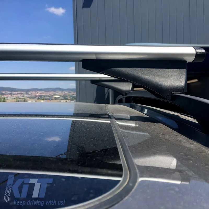 Roof Bars ''AERO'' Aerodynamic Aluminum With Locks 123cm Railing System 2 Pieces