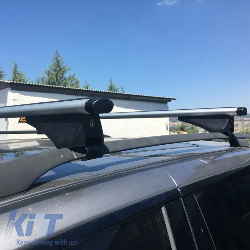 Roof Bars ''AERO'' Aerodynamic Aluminum With Locks 123cm Railing System 2 Pieces