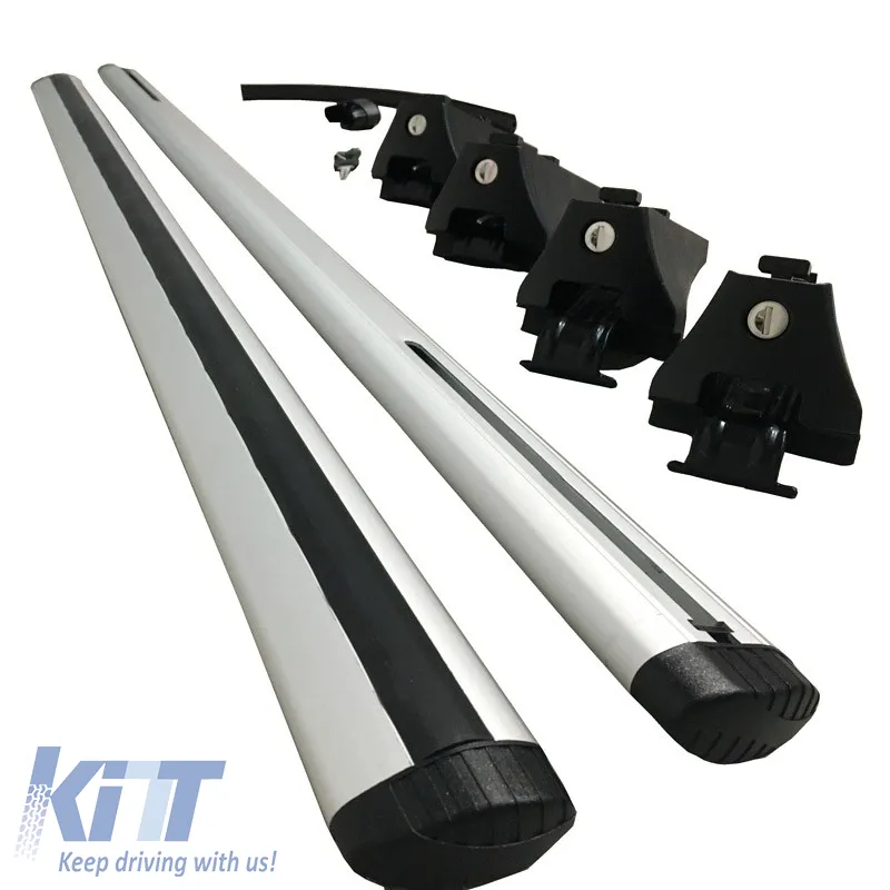 Roof Bars ''AERO'' Aerodynamic Aluminum With Locks 123cm Railing System 2 Pieces