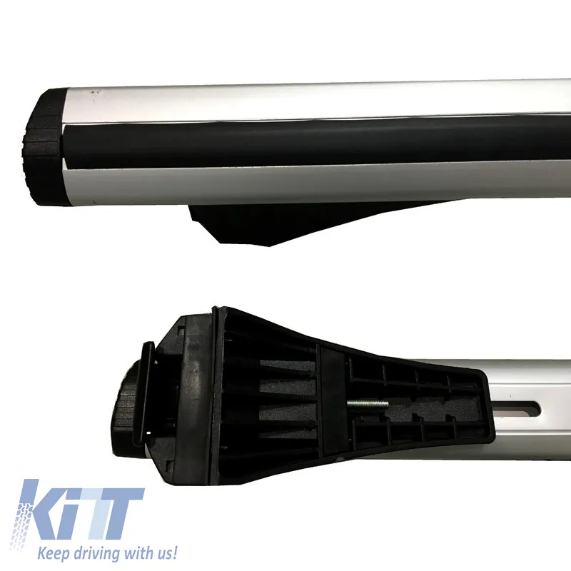 Roof Bars ''AERO'' Aerodynamic Aluminum With Locks 123cm Railing System 2 Pieces