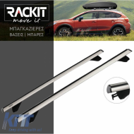 Roof Bars Aluminum Aerodynamic Rackit RK003C1-120cm Universal Open & Closed Railing System Set With Fixing Kit Silver 2 Pieces