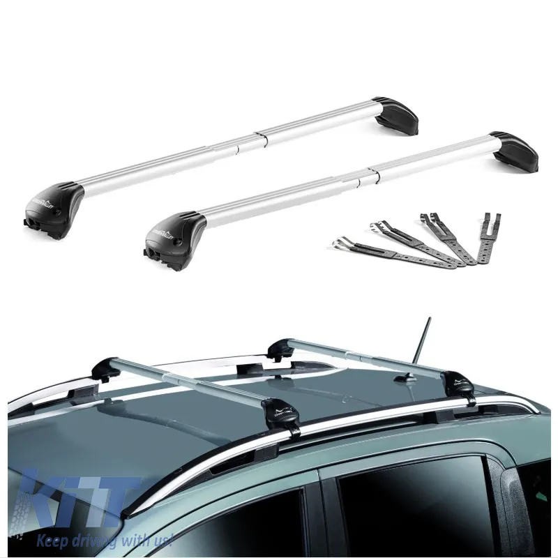 Roof Bars Aluminum Green Valley Freeline Universal Railing System Set With Fixing Kit Silver 2 Pieces