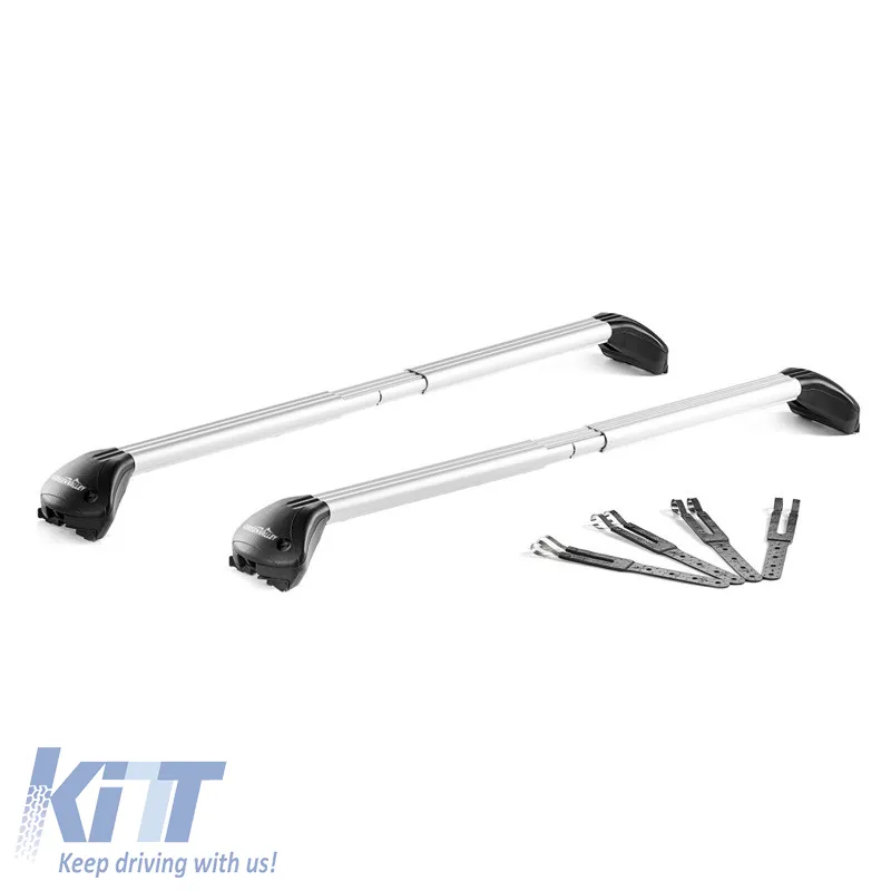 Roof Bars Aluminum Green Valley Freeline Universal Railing System Set With Fixing Kit Silver 2 Pieces