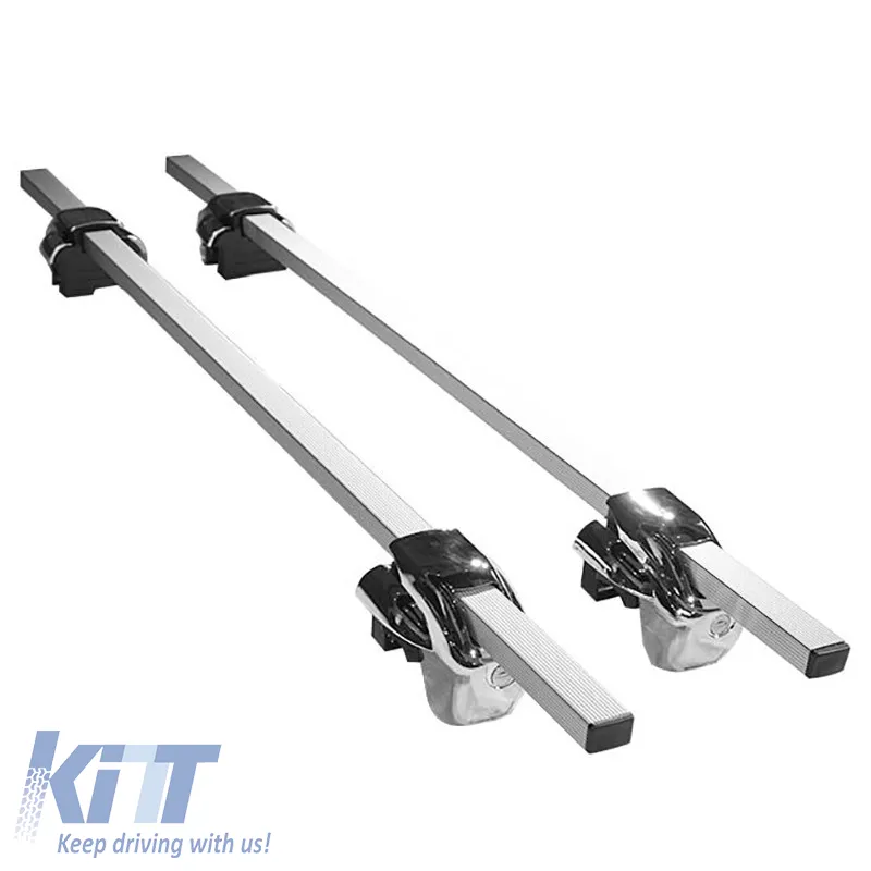 Roof Bars Aluminum Railing System 123cm Silver With Silver Caps (Hj-Rb013) 2 Pieces
