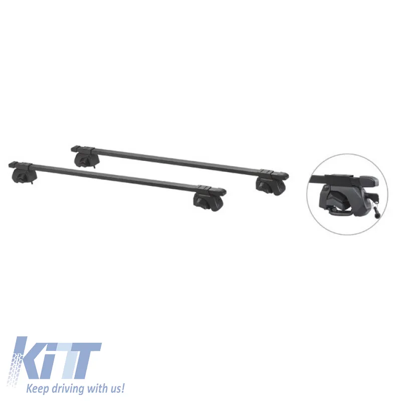 Roof Bars Steel Universal 125cm Railing System Set With Fixing Kit Black 28006 2 Pieces