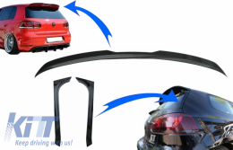 Roof Spoiler Add On Wing with Trunk Rear Window Fin Spoiler suitable for VW Golf 6 GTI / R MK6 Hatchback (2008-2012) Piano Black - CORSVWG6GTIMXTRF