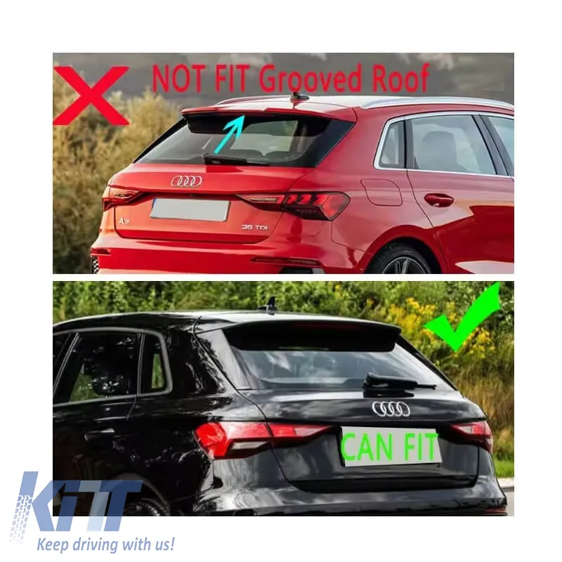 Roof Spoiler suitable for Audi A3 8Y Sportsback 2020+ S3 Look Gloss Black From Abs Plastic