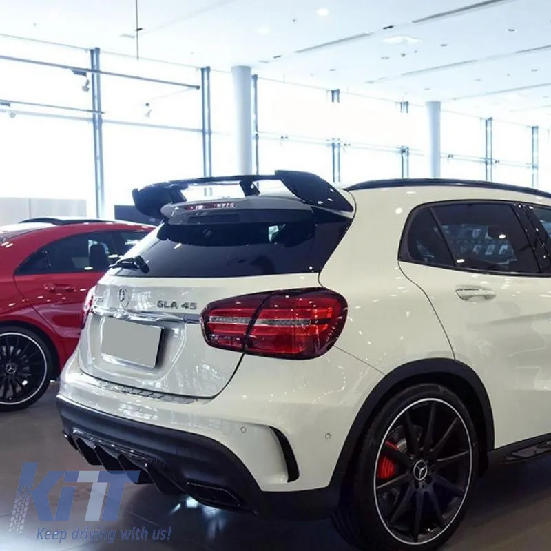 Roof Spoiler suitable for Mercedes-Benz GLA X156 14-19 A Design GLA45 Look Glossy Black From Abs Plastic