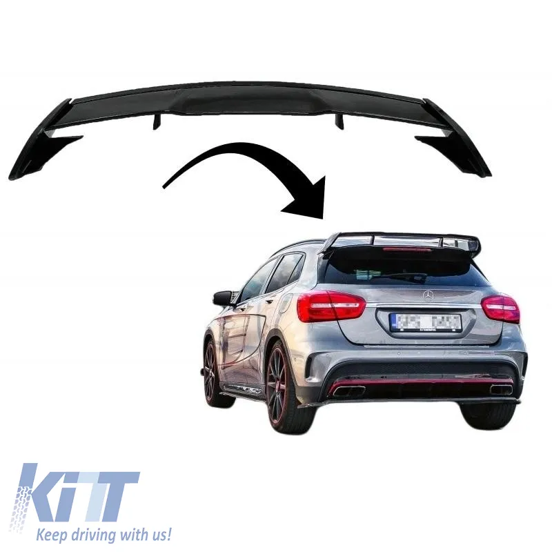 Roof Spoiler suitable for Mercedes-Benz GLA X156 14-19 A Design GLA45 Look Glossy Black From Abs Plastic