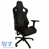 RS Gaming kagylóülés PVC - Velúr fekete/piros keresztvarrás Carner 2039-image-6295417