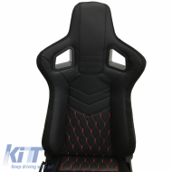 RS Gaming kagylóülés PVC - Velúr fekete/piros keresztvarrás Carner 2039-image-6295421